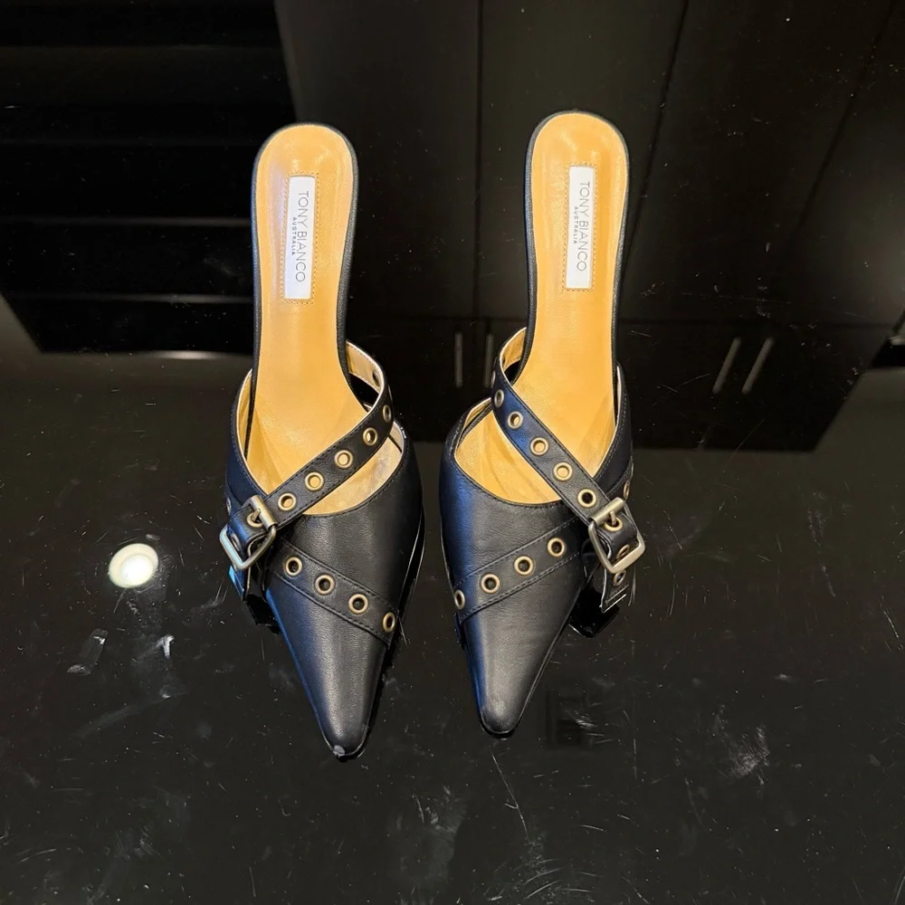 Tony Bianco Black and Tan Heels - Picture 6 of 7